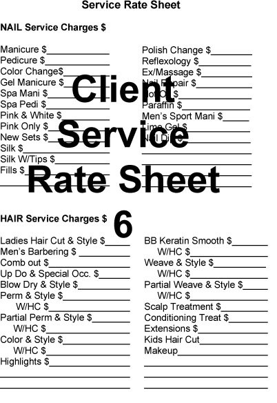 Service Rate Sheet 6
